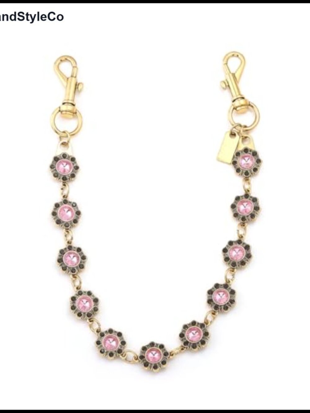 Pink Rhinestone Flower Purse Chain Bag Charm Metal Lobster Clasp